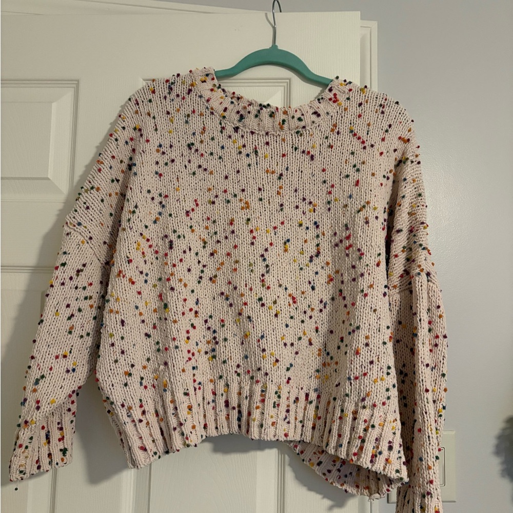 Entro Cream Knit Sweater with Colorful Accents